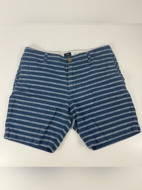 J. Crew Shorts Men's Blue Striped Size 36 W 55% Linen 45% Cotton Style A4143